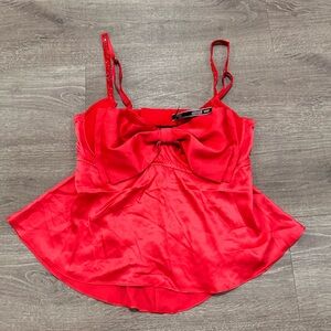 Elegant Red Bow Top